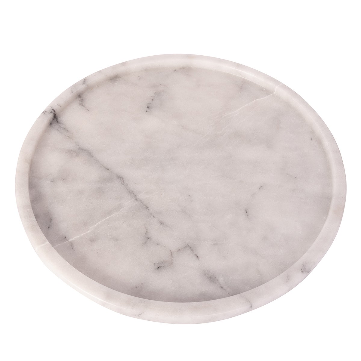 Artifacts Trading Company Marble Decorative Round Tray White Matte